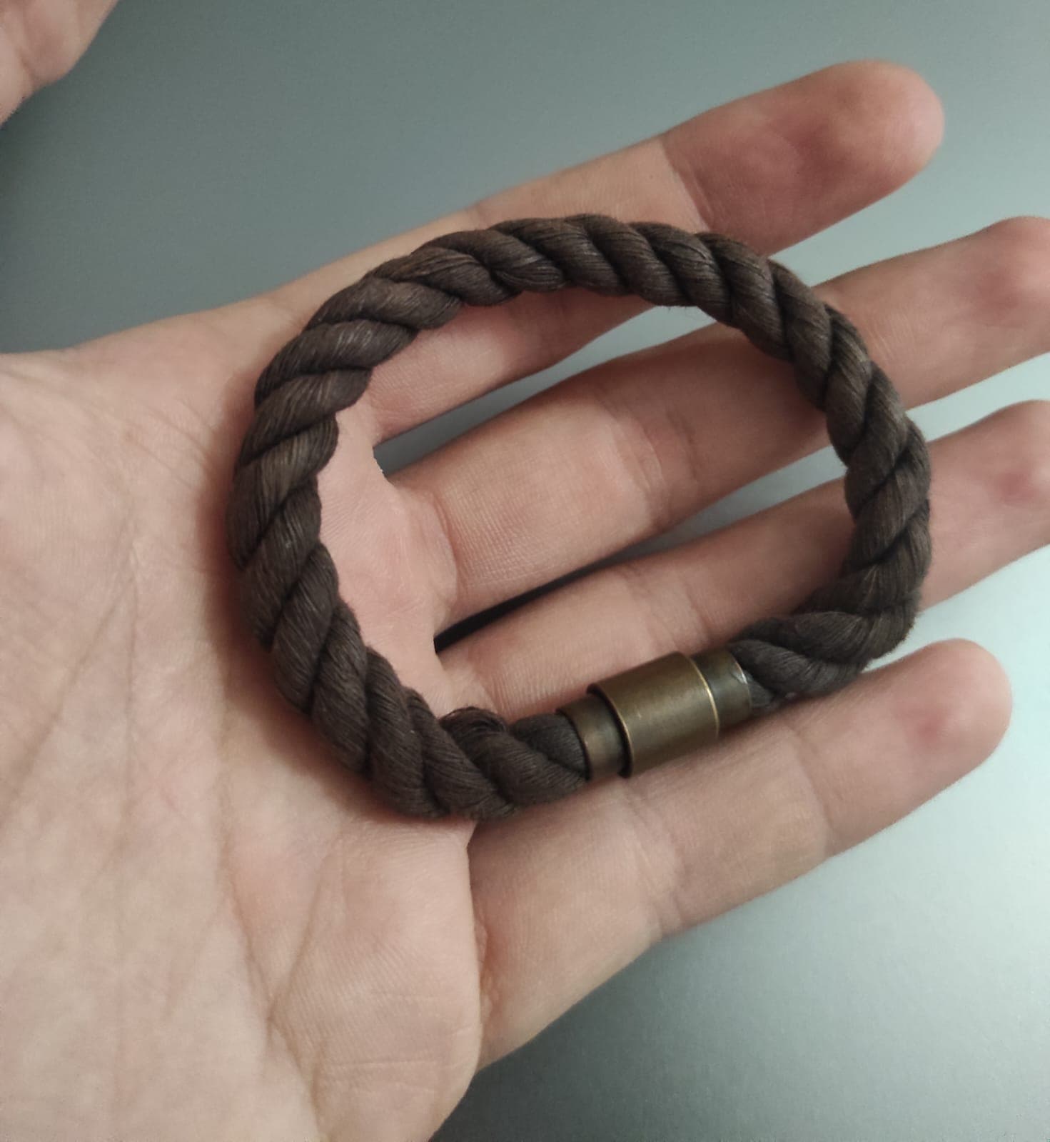 Unisex Kahverengi Örgü Bronz Miknatisli Bileklik